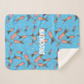 可愛いおもしろいピンクのイカ漫画 シェルパブランケット (正面(横))