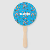 可愛いおもしろいピンクのイカ漫画 ハンドファン (裏面)