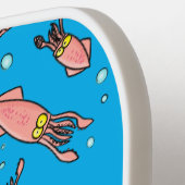 可愛いおもしろいピンクのイカ漫画 ピックルボールラケット (左詳細)