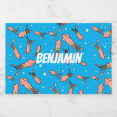 可愛いおもしろいピンクのイカ漫画 フードラベル (シングルラベル)