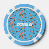 可愛いおもしろいピンクのイカ漫画 ポーカーチップ (裏面)