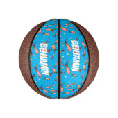 可愛いおもしろいピンクのイカ漫画 ミニバスケットボール (縦)