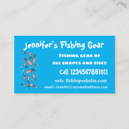 可愛いおもしろいピンクのイカ漫画 名刺 (正面)