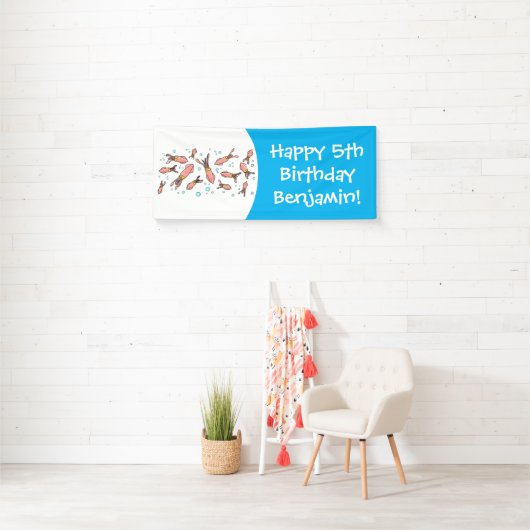 可愛いおもしろいピンクのイカ漫画 横断幕 (インサイチュ)