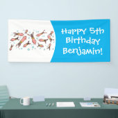 可愛いおもしろいピンクのイカ漫画 横断幕 (トレードショー)