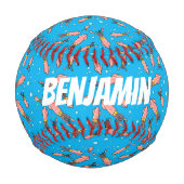 可愛いおもしろいピンクのイカ漫画 野球ボール (裏面)