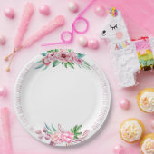 可愛いおもしろいピンク牡丹フローラファースト誕生日ガール ペーパープレート (パーティー)