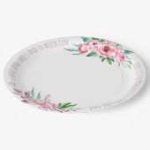 可愛いおもしろいピンク牡丹フローラファースト誕生日ガール ペーパープレート (アングル)