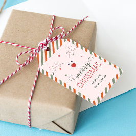 可愛いおもしろいピンク赤メリークリスマス ギフトタグ