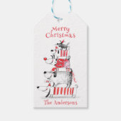 可愛いおもしろいフェスティバル犬メリークリスマス ギフトタグ (正面)