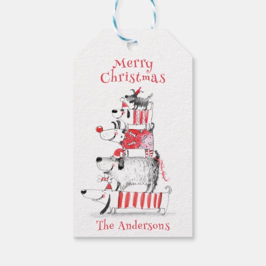 可愛いおもしろいフェスティバル犬メリークリスマス ギフトタグ (裏面)