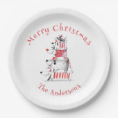 可愛いおもしろいフェスティバル犬メリークリスマス ペーパープレート (正面)