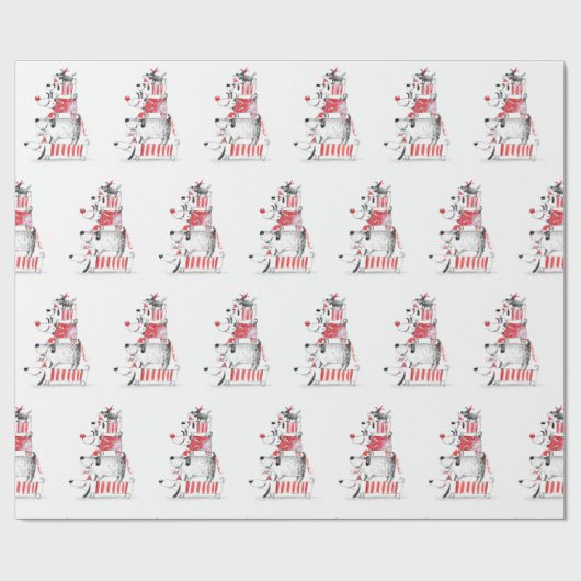 可愛いおもしろいフェスティバル犬メリークリスマス ラッピングペーパー (フラット)