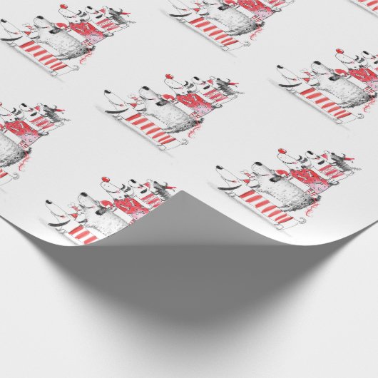 可愛いおもしろいフェスティバル犬メリークリスマス ラッピングペーパー (角)