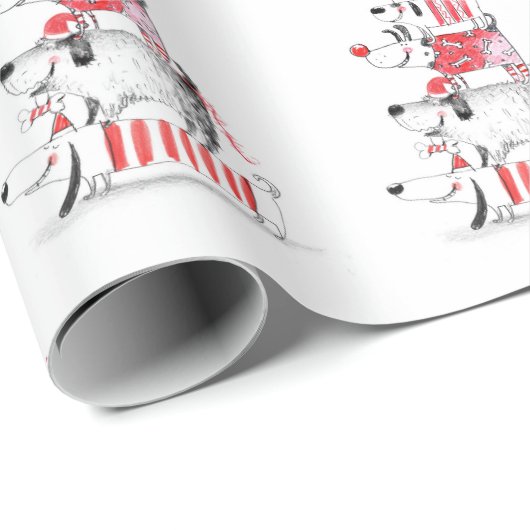 可愛いおもしろいフェスティバル犬メリークリスマス ラッピングペーパー (ロールコーナー)