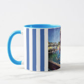 可愛いおもしろいペリカンの鳥の写真サンスクリプトを吸収 マグカップ (左)