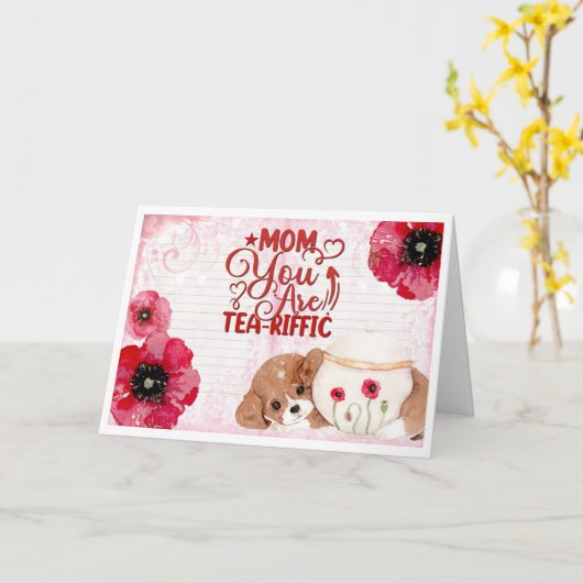 可愛いおもしろいマザーズ日茶好き犬フローラ カード (黄色い花)
