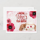 可愛いおもしろいマザーズ日茶好き犬フローラ ポストカード (正面/裏面)