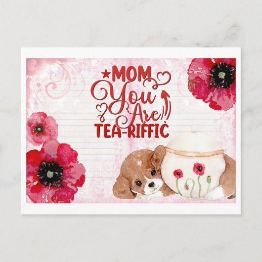可愛いおもしろいマザーズ日茶好き犬フローラ ポストカード (正面)