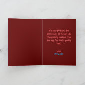 可愛いおもしろいマルーン鶏とケーキのユーモア誕生日 カード (内部)