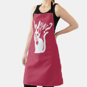 可愛いおもしろいミニマルジョーク赤白猫 エプロン (インサイチュ)