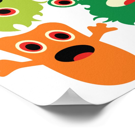 可愛いおもしろいモカラフルンスターズ ポスター (角)