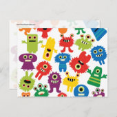 可愛いおもしろいモカラフルンスターズ ポストカード (正面/裏面)