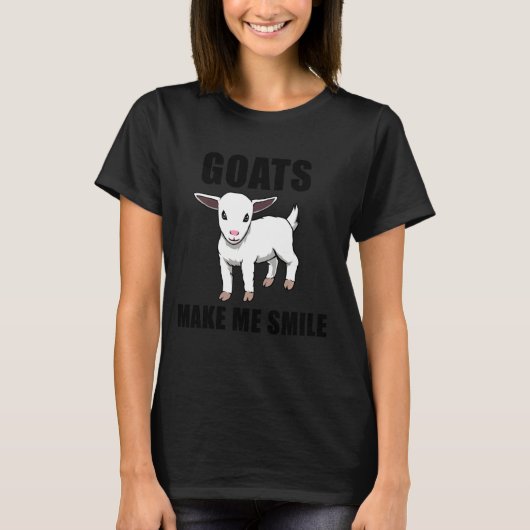 可愛いおもしろいヤギに微笑む小ヤギ Tシャツ (正面)