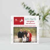 可愛いおもしろいユニコーンサンタユーモア写真クリスマス手紙 シーズンカード (スタンド正面)