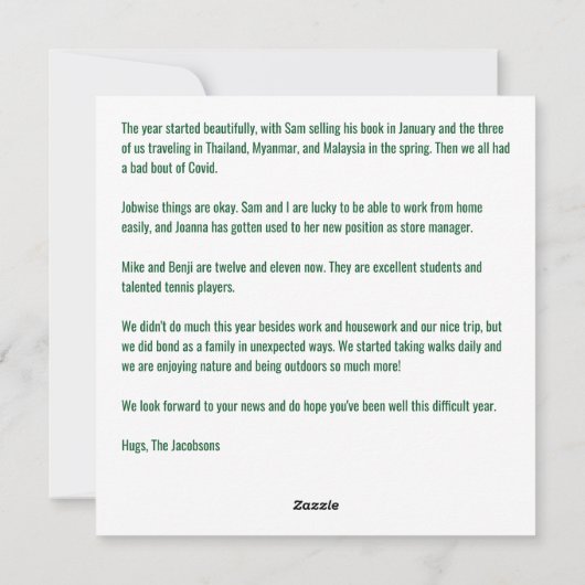 可愛いおもしろいユニコーンサンタユーモア写真クリスマス手紙 シーズンカード (裏面)