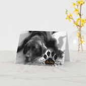 可愛いおもしろいラブラドール犬 カード (黄色い花)