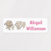 可愛いおもしろいリスの漫画パーソナライズされた ラベル (デザイン2)