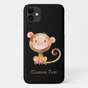 可愛いおもしろいリトルベビーモンキー笑顔顔 iPhone 11 ケース