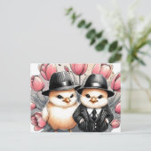 可愛いおもしろいヴィンテージイースターチックピンクのチューリップ ポストカード (スタンド正面)