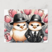 可愛いおもしろいヴィンテージイースターチックピンクのチューリップ ポストカード (正面)