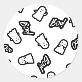 可愛いおもしろい不気味ハロウィン幽霊パターン ラウンドシール