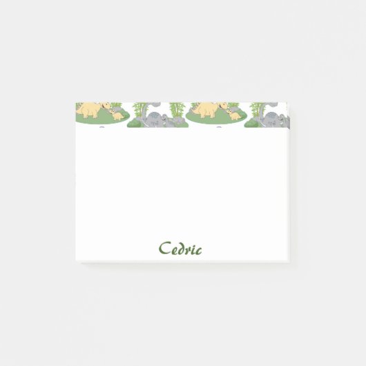 可愛いおもしろい動物恐竜パターン名前をカスタムする ポストイット (正面)