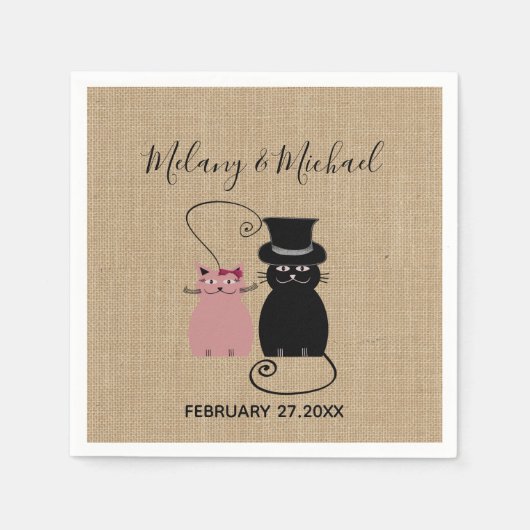 可愛いおもしろい可愛らしい猫漫画 スタンダードカクテルナプキン (正面)