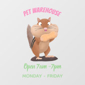 可愛いおもしろい大きなチップマンク漫画 ウィンドウサイン (シート)