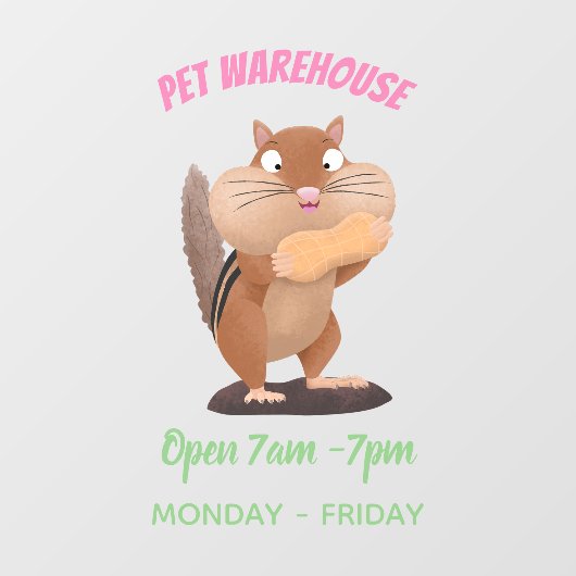 可愛いおもしろい大きなチップマンク漫画 ウィンドウサイン (シート)