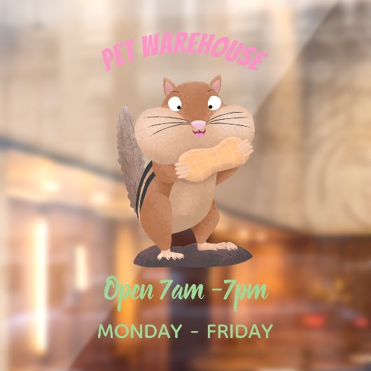 可愛いおもしろい大きなチップマンク漫画 ウィンドウサイン (シート2)