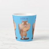 可愛いおもしろい大きなチップマンク漫画 カフェラテマグ (正面)