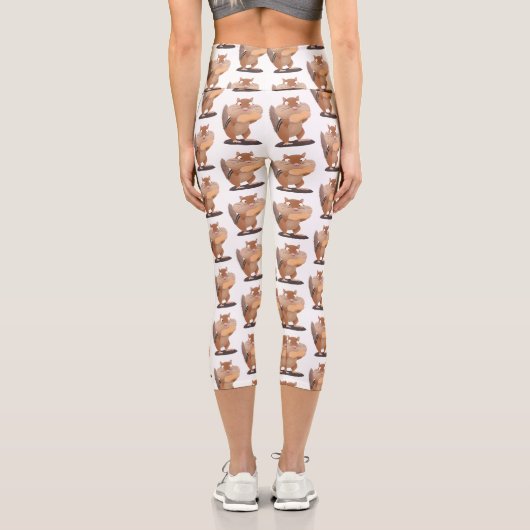 可愛いおもしろい大きなチップマンク漫画 カプリレギンス (裏面)