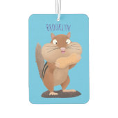 可愛いおもしろい大きなチップマンク漫画 カーエアーフレッシュナー (裏面)