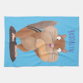 可愛いおもしろい大きなチップマンク漫画 キッチンタオル (横)