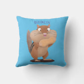 可愛いおもしろい大きなチップマンク漫画 クッション (裏面)