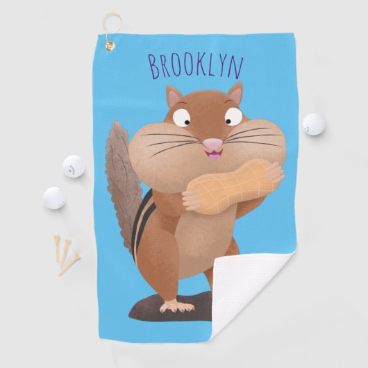 可愛いおもしろい大きなチップマンク漫画 ゴルフタオル (インサイチュ)