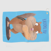 可愛いおもしろい大きなチップマンク漫画 ゴルフタオル (横)