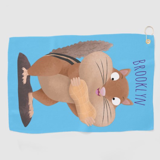 可愛いおもしろい大きなチップマンク漫画 ゴルフタオル (横)