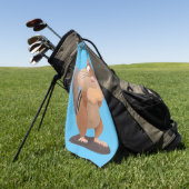 可愛いおもしろい大きなチップマンク漫画 ゴルフタオル (グリーン)